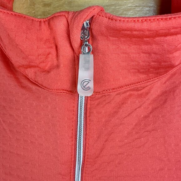 Bette & Court Swing Top Womens M Coral Long Sleeve 1/4 Zip Mesh Panels Textured - Picture 5 of 14
